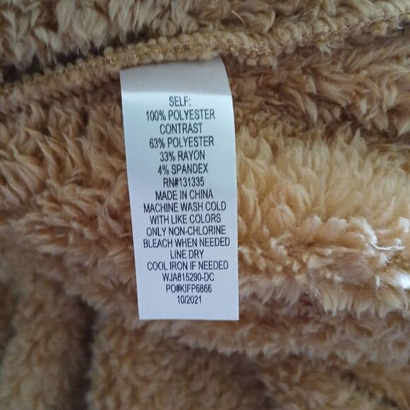 Socialite Curve Women's 1X Sherpa Teddy Bear Jacket Brown Fluffy Soft Comfy Cozy - Picture 6 of 8